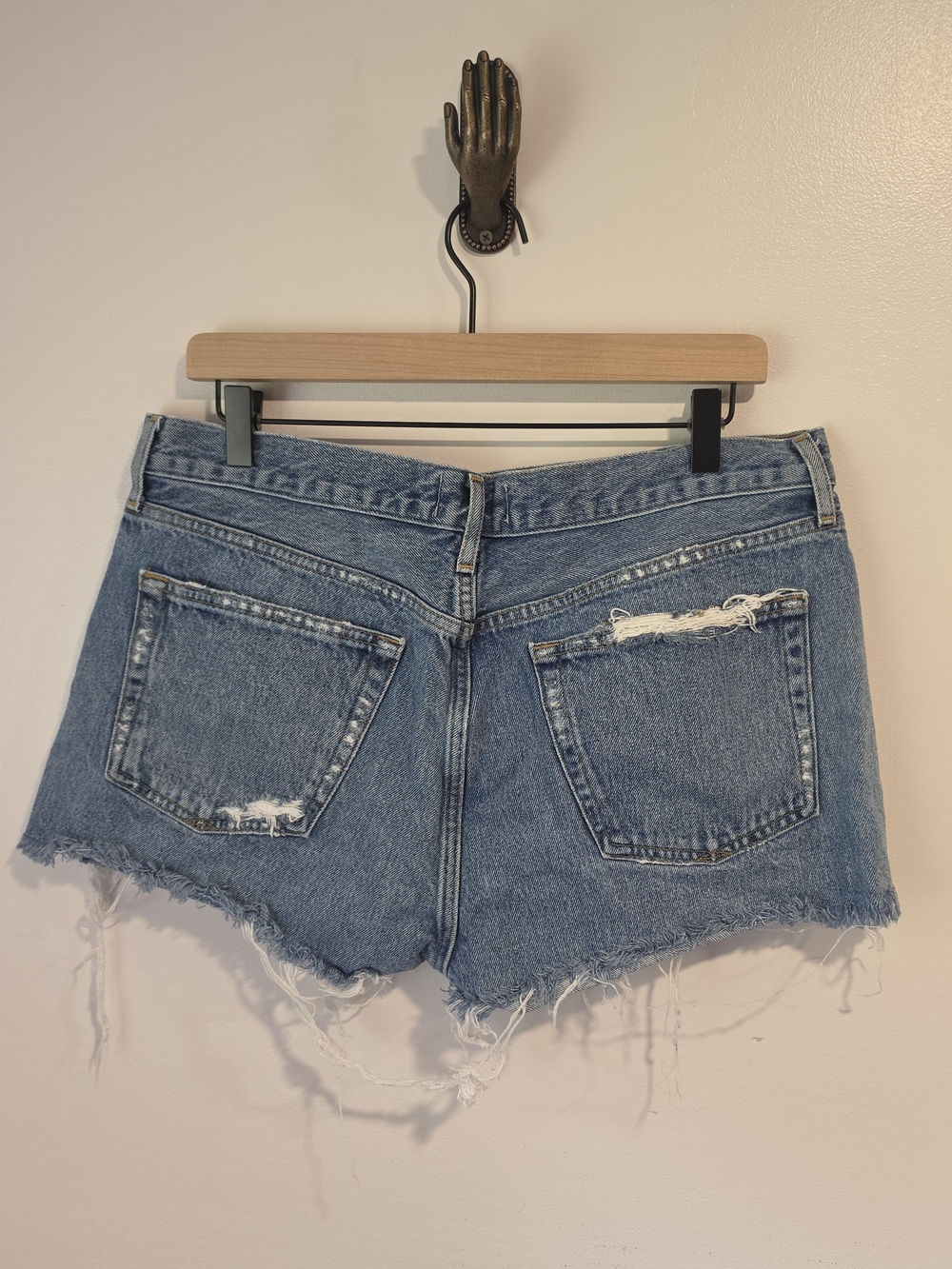 AGOLDE Parker High-Rise Distressed Cut Off Organic Cotton Denim Shorts Size 31 - Picture 4 of 10